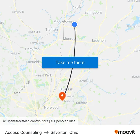 Access Counseling to Silverton, Ohio map