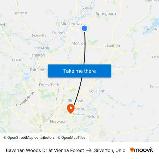Baverian Woods Dr at Vienna Forest to Silverton, Ohio map