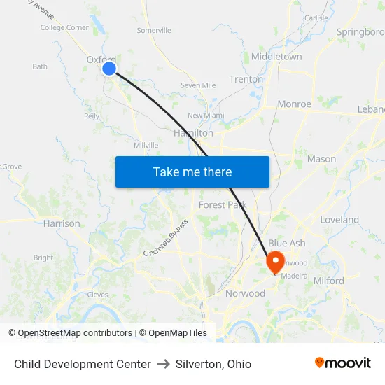 Child Development Center to Silverton, Ohio map