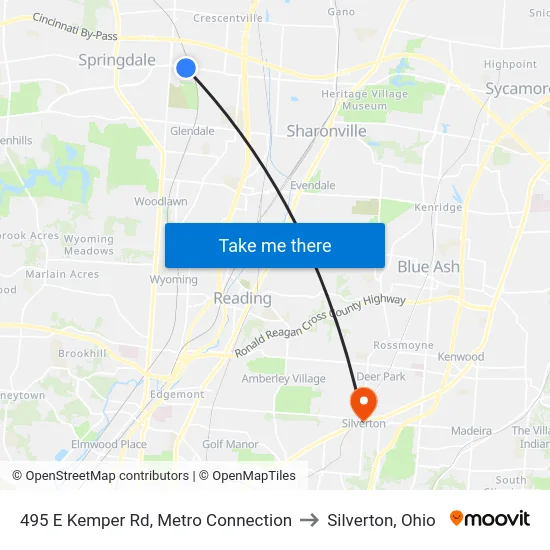 495 E Kemper Rd, Metro Connection to Silverton, Ohio map