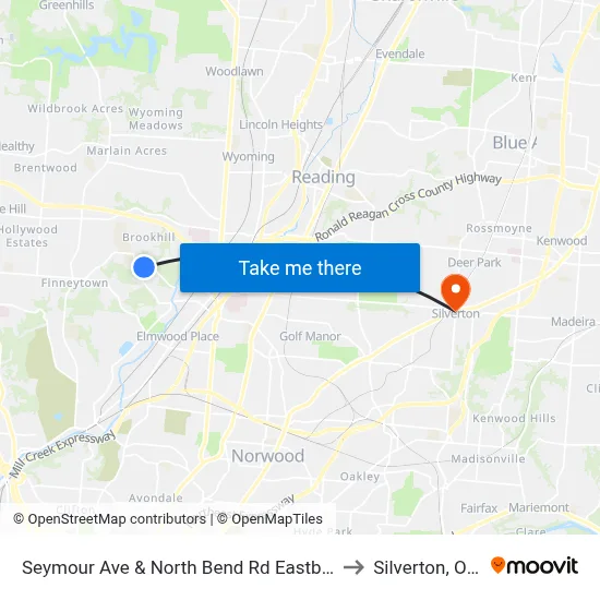 Seymour Ave & North Bend Rd Eastbound to Silverton, Ohio map