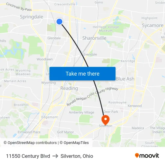 11550 Century Blvd to Silverton, Ohio map