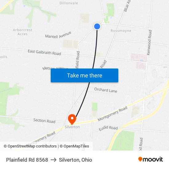 Plainfield Rd 8568 to Silverton, Ohio map