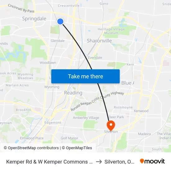 Kemper Rd & W Kemper Commons Cir to Silverton, Ohio map
