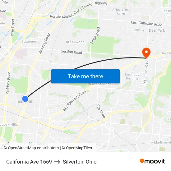 California Ave 1669 to Silverton, Ohio map