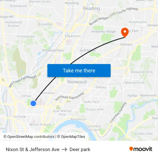 Nixon St & Jefferson Ave to Deer park map