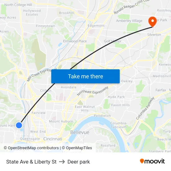 State Ave & Liberty St to Deer park map