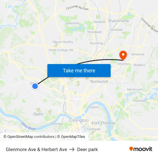Glenmore Ave & Herbert Ave to Deer park map