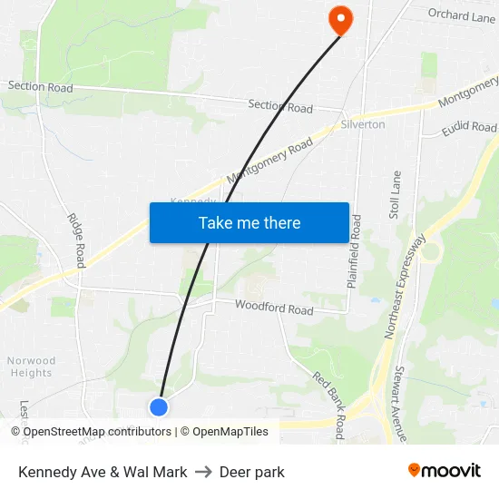 Kennedy Ave & Wal Mark to Deer park map