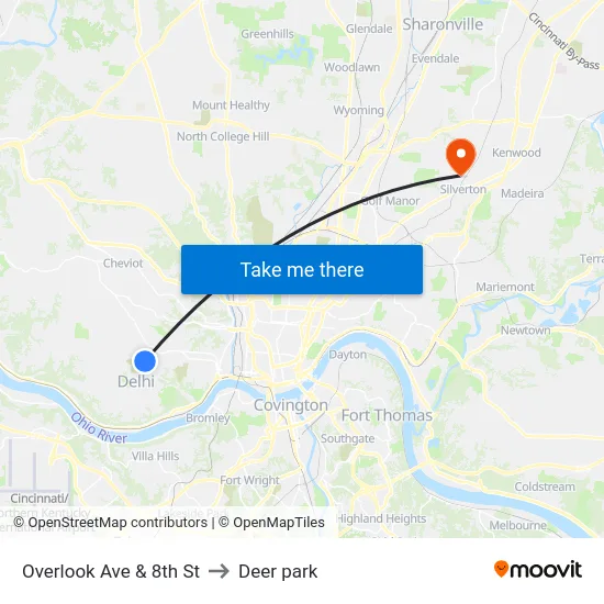 Overlook Ave & 8th St to Deer park map