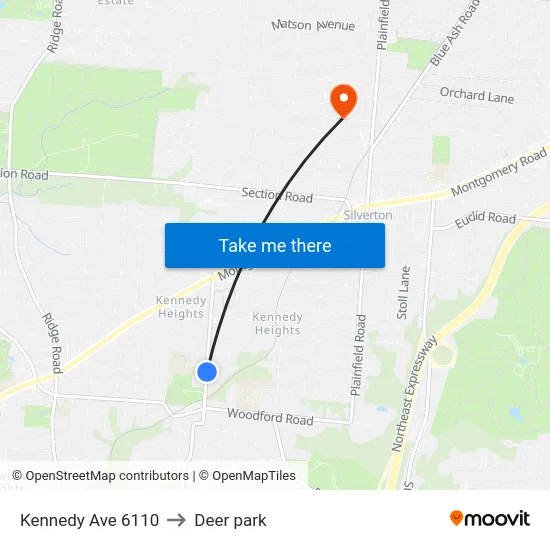 Kennedy Ave 6110 to Deer park map