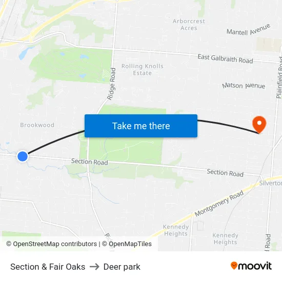 Section & Fair Oaks to Deer park map