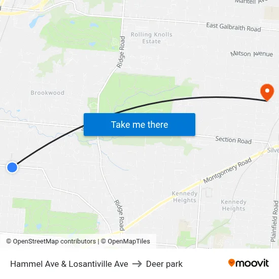 Hammel Ave & Losantiville Ave to Deer park map