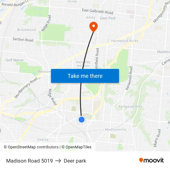 Madison Road 5019 to Deer park map