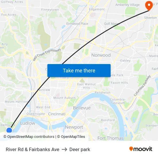 River Rd & Fairbanks Ave to Deer park map