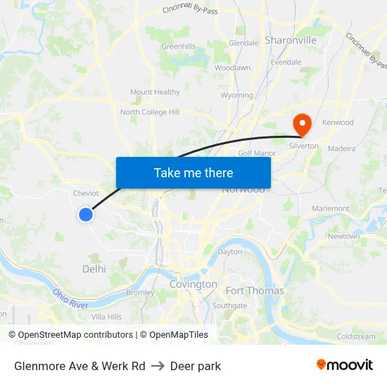 Glenmore Ave & Werk Rd to Deer park map