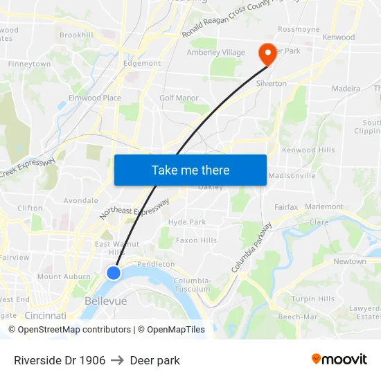 Riverside Dr 1906 to Deer park map