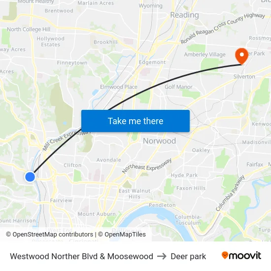 Westwood Norther Blvd & Moosewood to Deer park map
