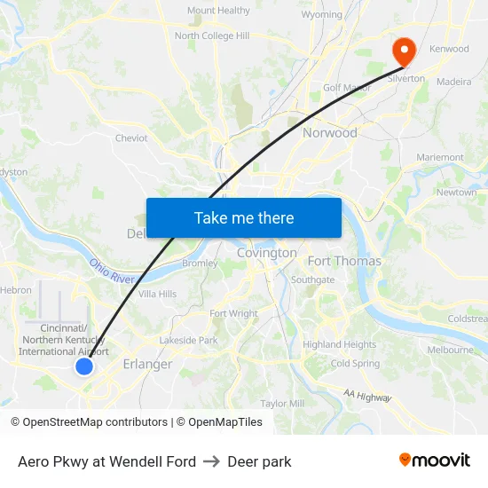 Aero Pkwy at Wendell Ford to Deer park map