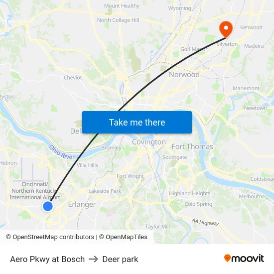 Aero Pkwy at Bosch to Deer park map