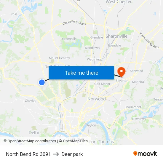 North Bend Rd 3091 to Deer park map