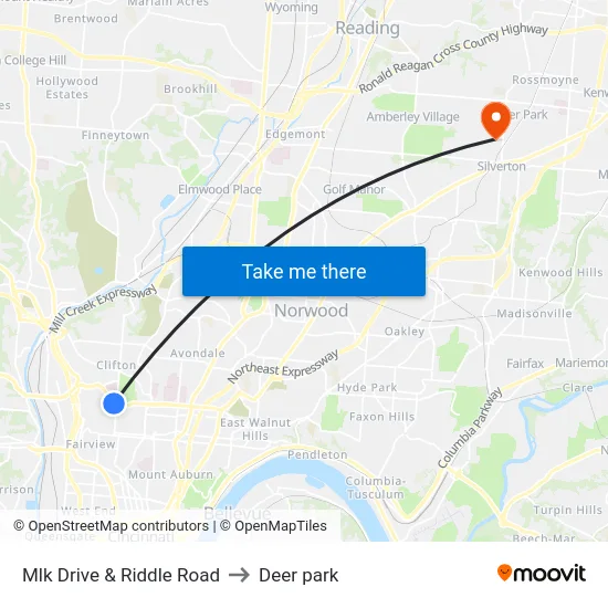 Mlk Drive & Riddle Road to Deer park map
