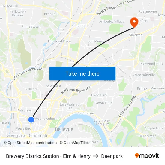 Brewery District Station - Elm & Henry to Deer park map