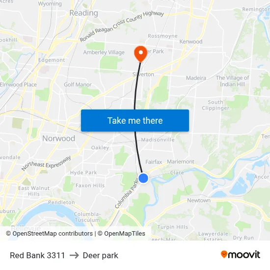 Red Bank 3311 to Deer park map