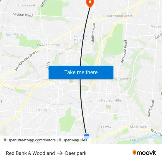 Red Bank & Woodland to Deer park map