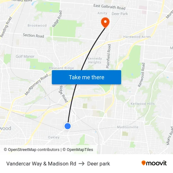 Vandercar Way & Madison Rd to Deer park map