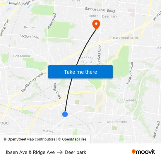Ibsen Ave & Ridge Ave to Deer park map