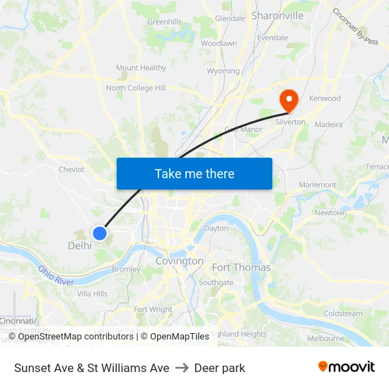 Sunset Ave & St Williams Ave to Deer park map