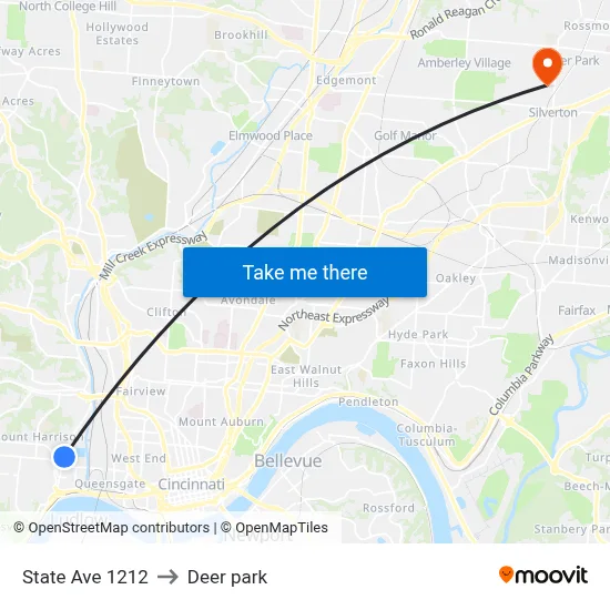 State Ave 1212 to Deer park map