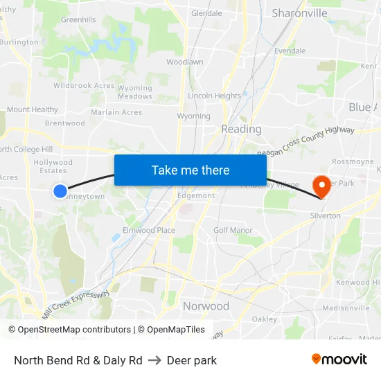 North Bend Rd & Daly Rd to Deer park map