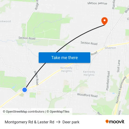Montgomery Rd & Lester Rd to Deer park map