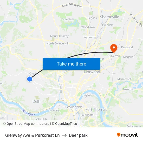 Glenway Ave & Parkcrest Ln to Deer park map