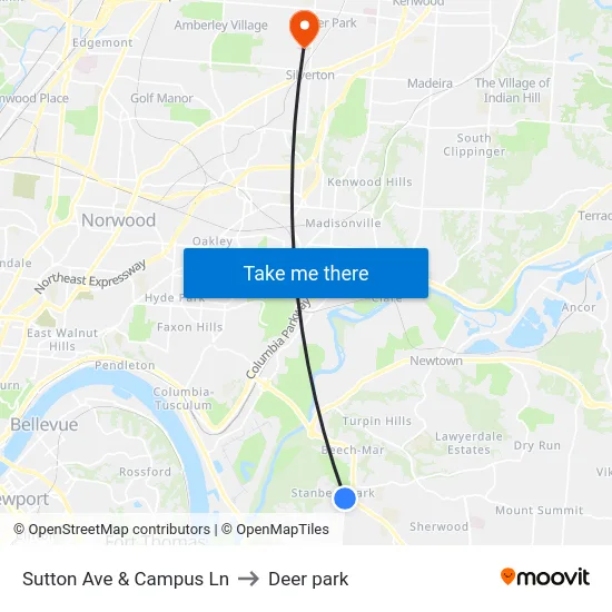Sutton Ave & Campus Ln to Deer park map