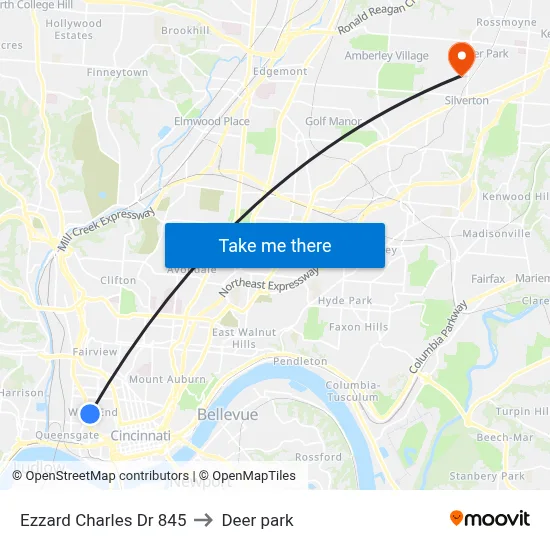 Ezzard Charles Dr 845 to Deer park map