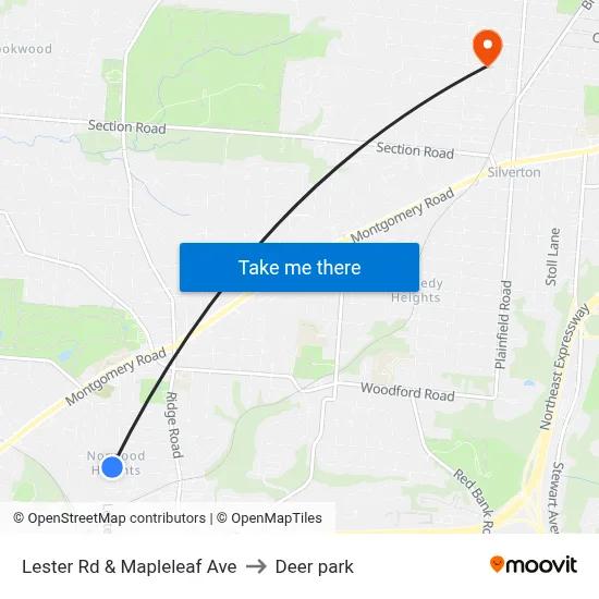 Lester Rd & Mapleleaf Ave to Deer park map