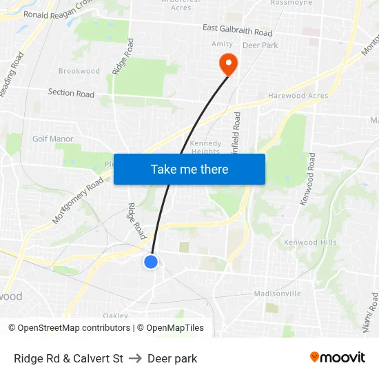 Ridge Rd & Calvert St to Deer park map