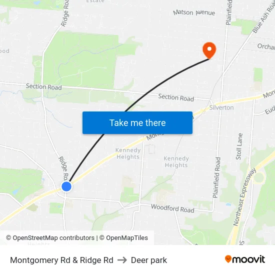 Montgomery Rd & Ridge Rd to Deer park map