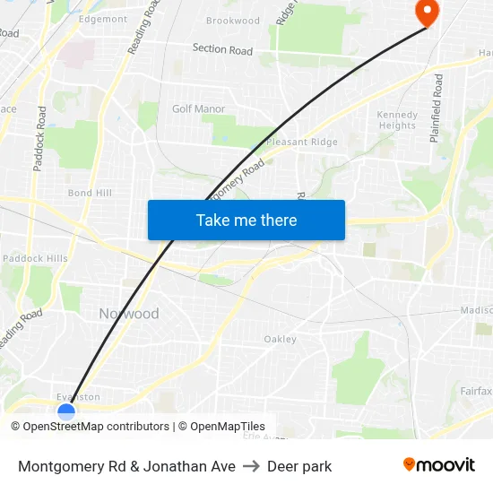 Montgomery Rd & Jonathan Ave to Deer park map