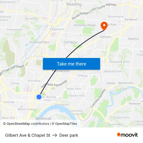 Gilbert Ave & Chapel St to Deer park map