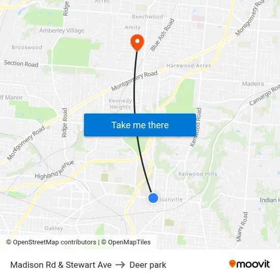 Madison Rd & Stewart Ave to Deer park map