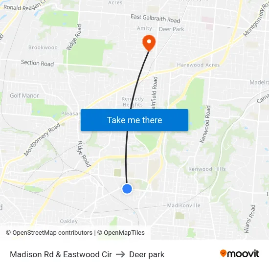 Madison Rd & Eastwood Cir to Deer park map