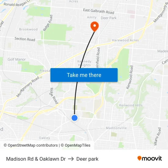 Madison Rd & Oaklawn Dr to Deer park map