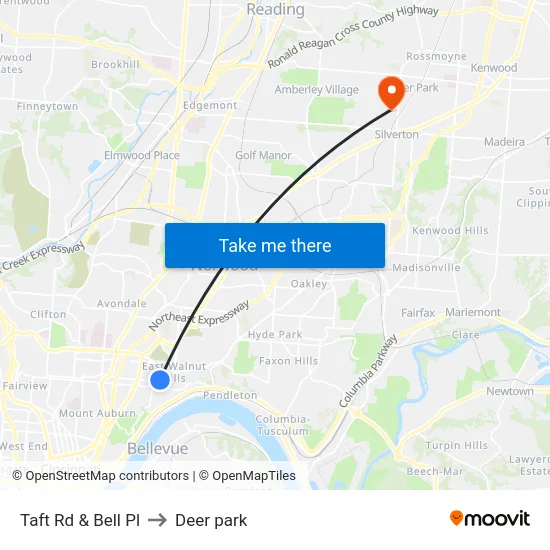 Taft Rd & Bell Pl to Deer park map