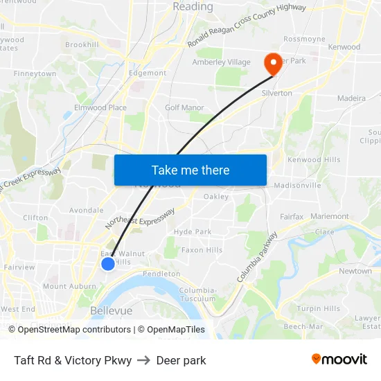 Taft Rd & Victory Pkwy to Deer park map