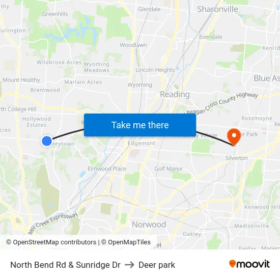 North Bend Rd & Sunridge Dr to Deer park map
