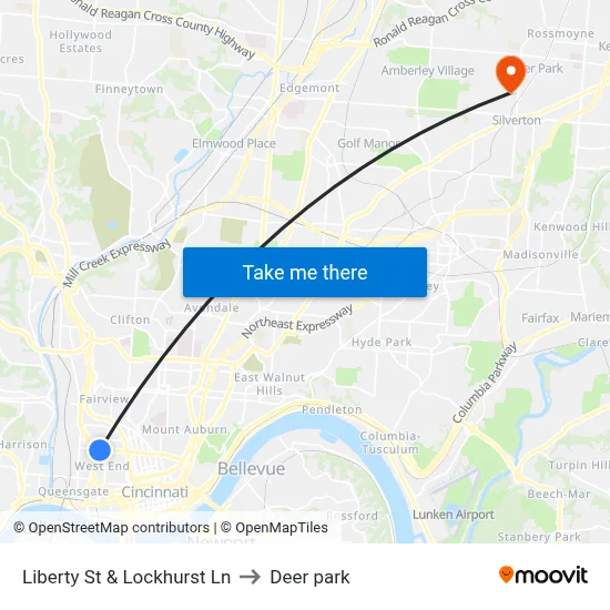 Liberty St & Lockhurst Ln to Deer park map